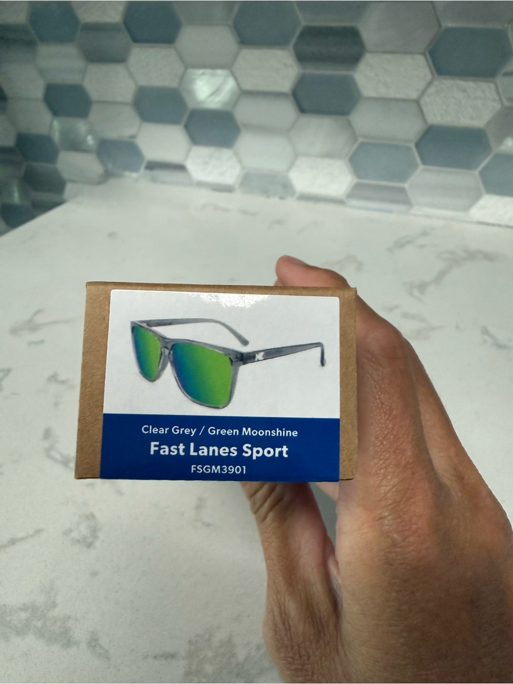 Fast Lanes Sport Sunglasses — Clear Grey Frame with Green Moonshine Lenses